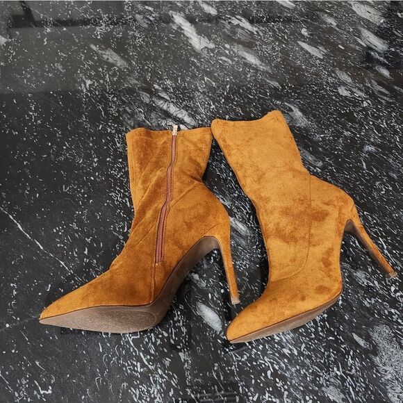 BRAND NEW SHOE LAND FAUX SUEDE ZIP SIDE SOCK BOOTS - Picture 8 of 16